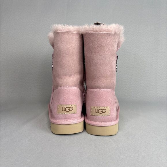 Women's UGG Boots Size 7 Bailey Zip Short Pink Shell Suede Wool Sold Out Color - Picture 12 of 16